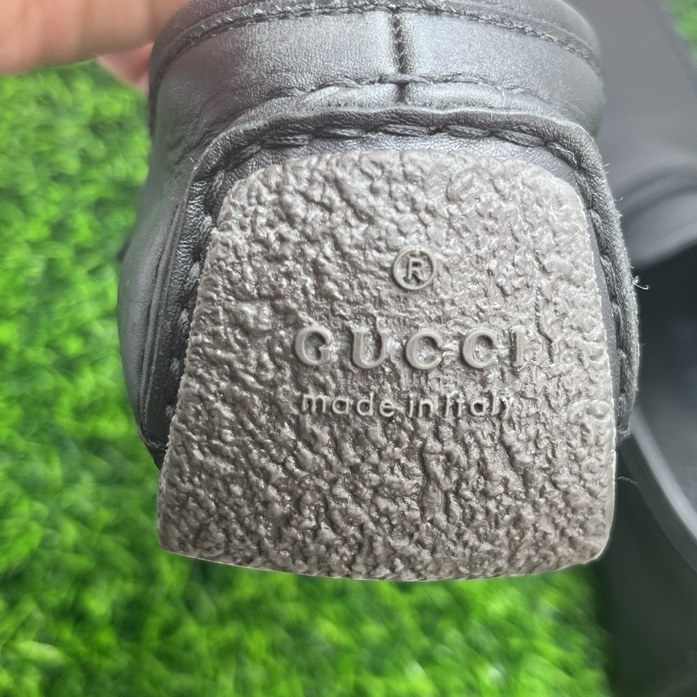 GUCCI Women's Driving Black Leather Loafers Dress Shoes EU37/ 7B US Flats Bucket - Picture 8 of 9